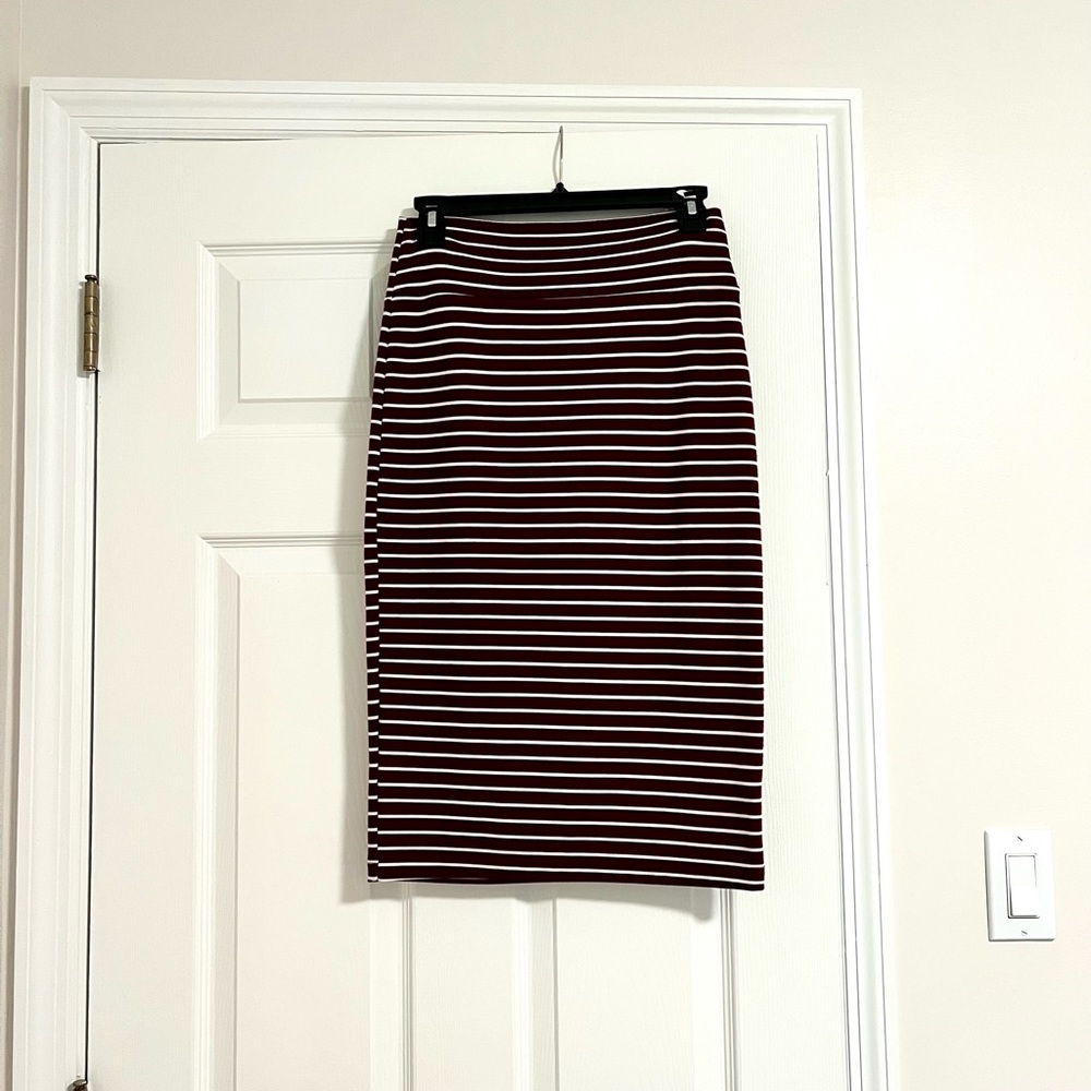 Popular Basics Red & White Striped Pencil Skirt